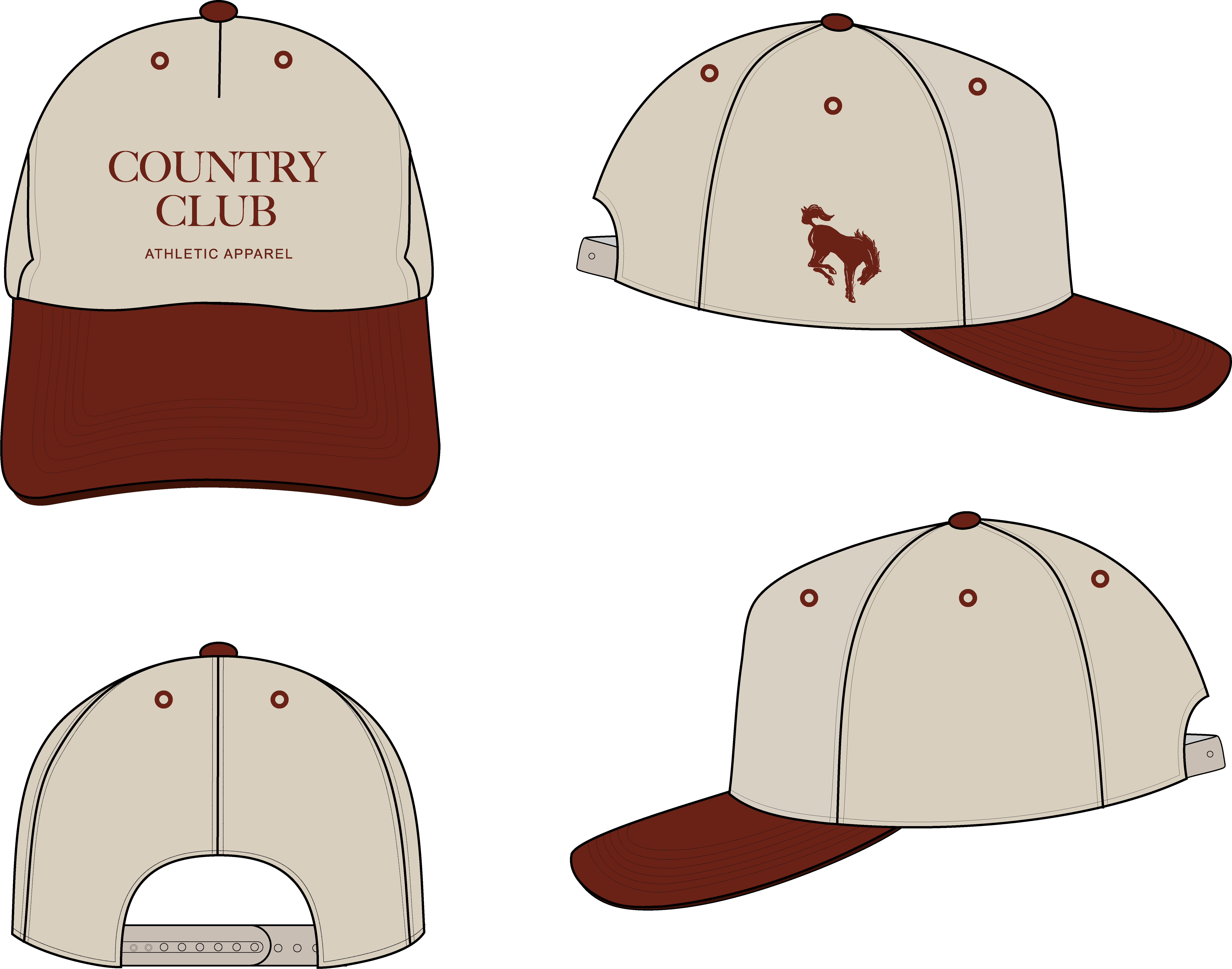 Ilivehat custom two-tone 5-panel baseball cap design with a real-life preview upon hover.